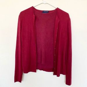 Ann Taylor 100% Silk Knit Cardigan and Blouse Set in Burgundy Sz S